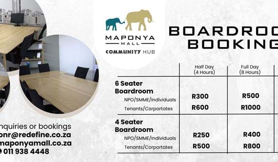 Maponya Mall Hub Boardroom Website Banner